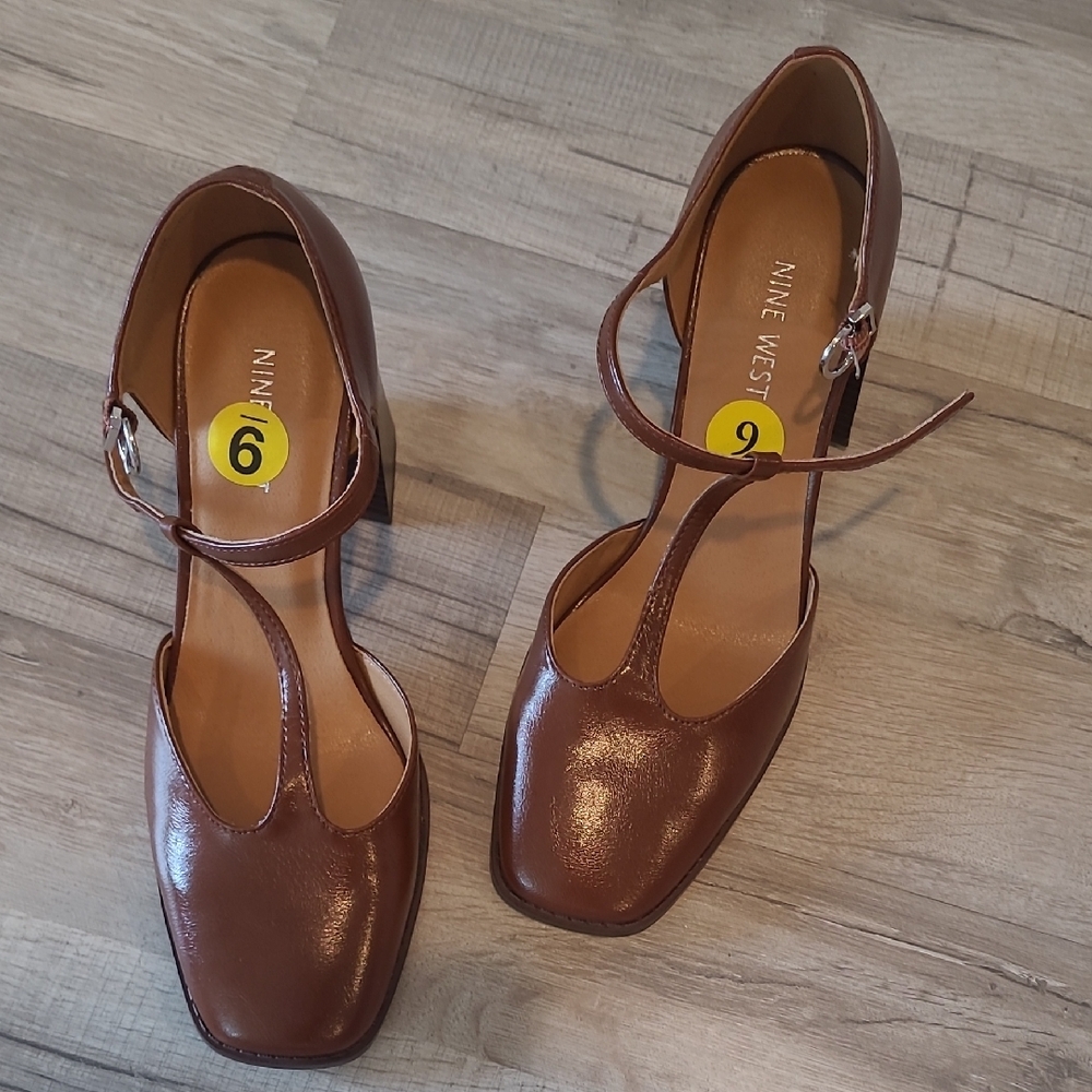 Nine West Women's Brown T-Strap Heels